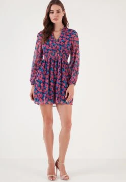 LELA Regular Fit - Jurk - Fuchsia Dark Blue