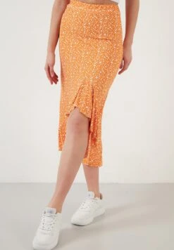 LELA Midi - A-Lijn Rok - Orange -Stijl Verkoop abbd9533cc6548129a870ee8b32d6bb5