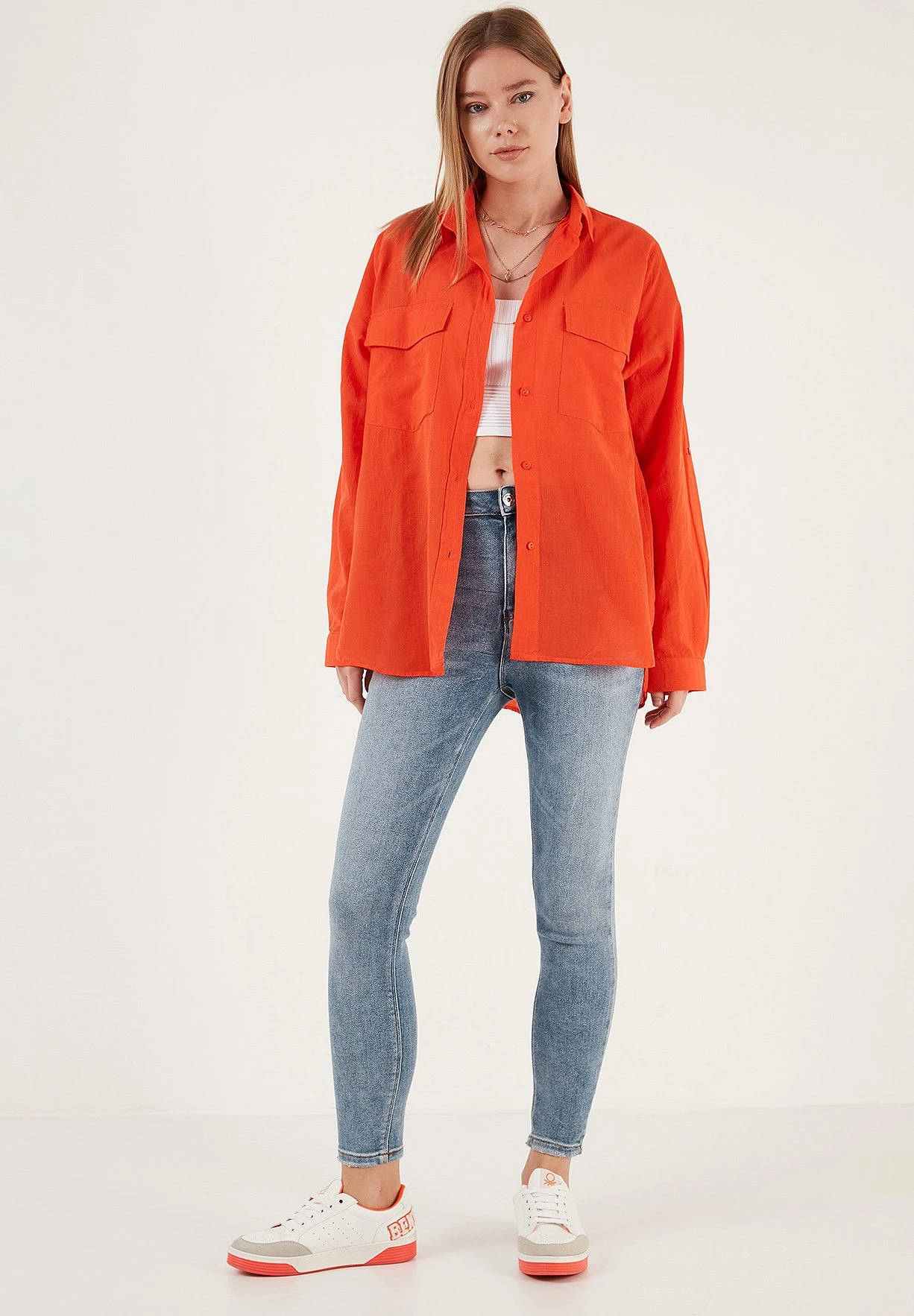 LELA Loose Fit - Overhemdblouse - Orange 4 LELA Loose Fit - Overhemdblouse - Orange - Afbeelding 2