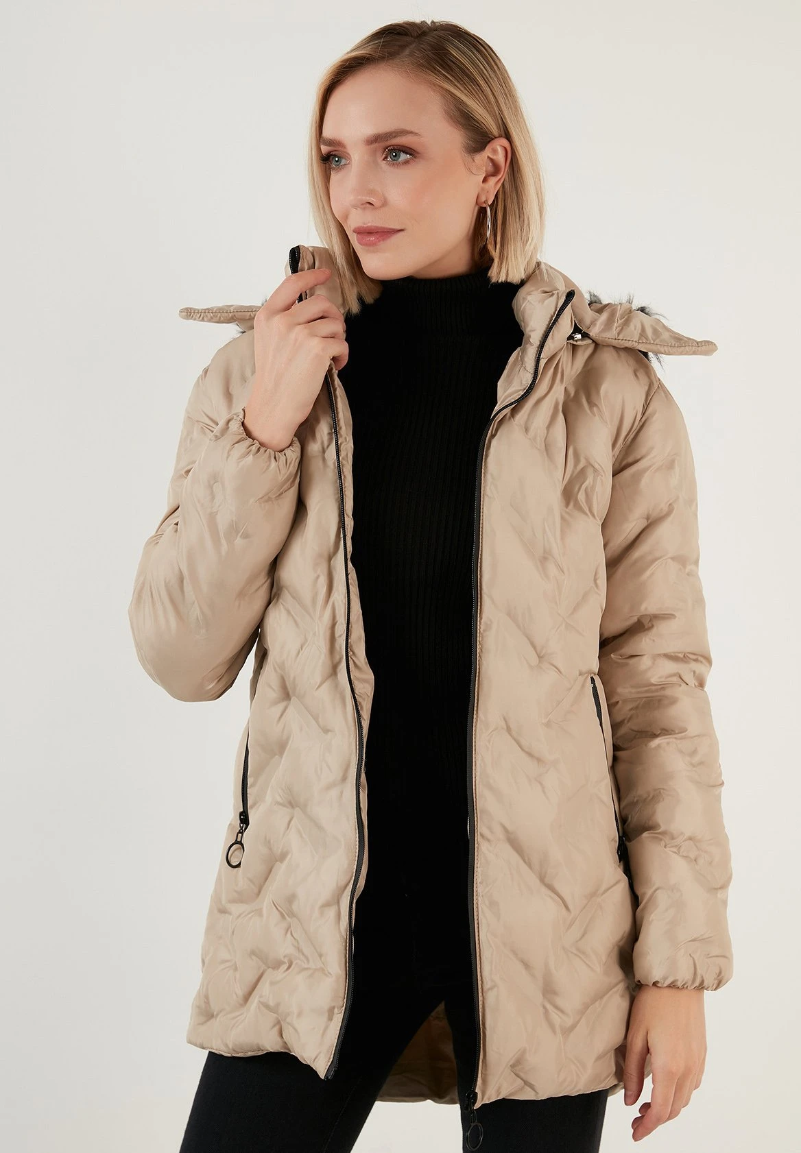 LELA Slim Fit - Winterjas - Stone 8 LELA Slim Fit - Winterjas - Stone - Afbeelding 6