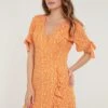 LELA Floral V Neck Ruffle Detail Mini- Jurk - Orange Color 1 LELA Floral V Neck Ruffle Detail Mini- Jurk - Orange Color -Stijl Verkoop bf8ca025ad4a44b38deb5bab4c47c77c