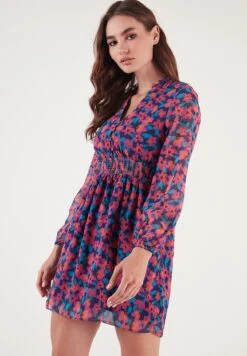 LELA Regular Fit - Jurk - Fuchsia Dark Blue -Stijl Verkoop c0536625fc3b4313b04b41e7d409c0cc