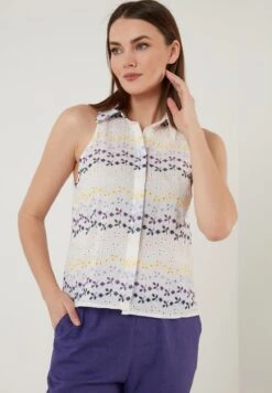LELA Regular Fit - Overhemdblouse - White Purple -Stijl Verkoop c071af32eff94f17b143b910a85863f5