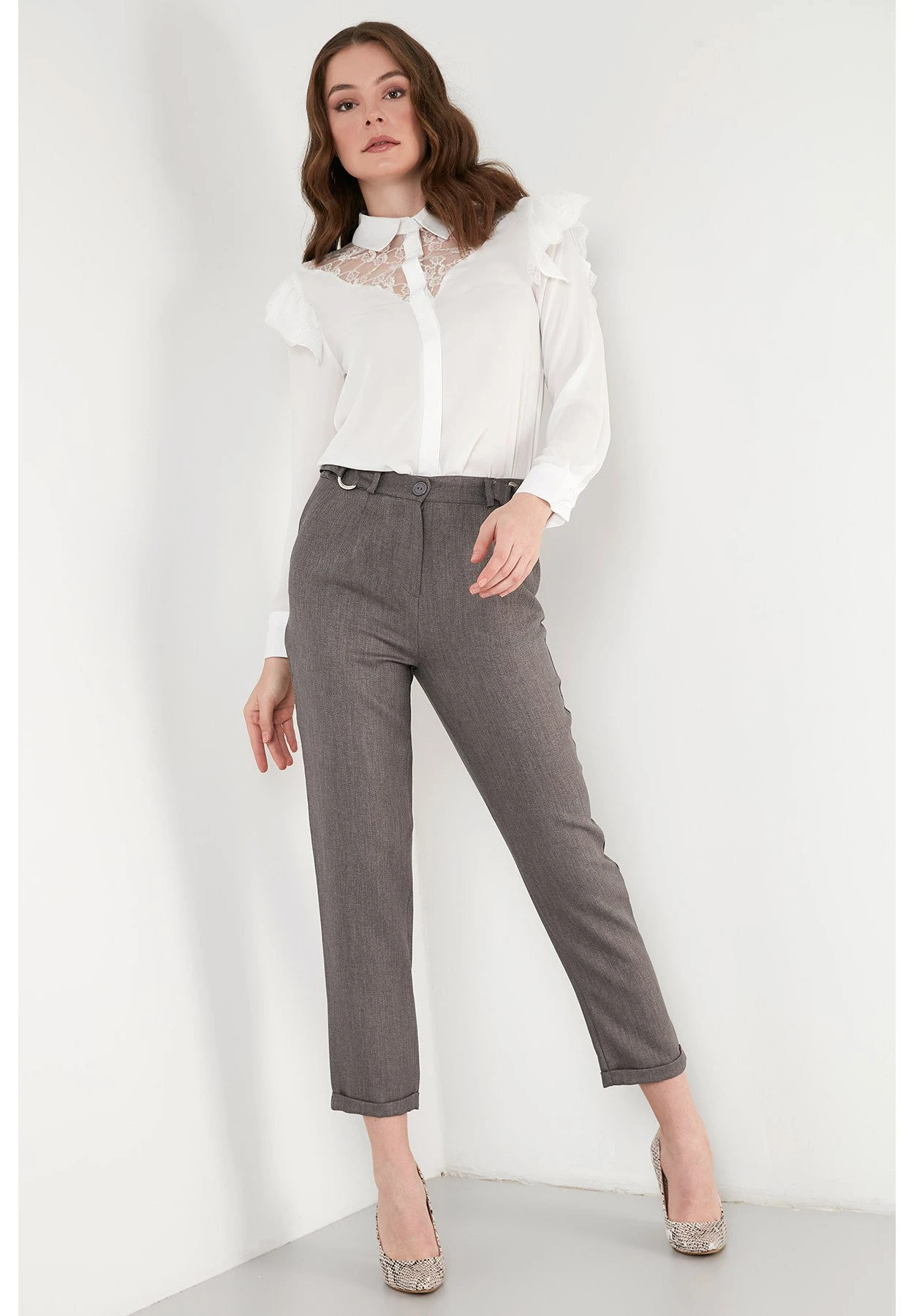 LELA High Waist Trousers- Broek - Dark Beige 4 LELA High Waist Trousers- Broek - Dark Beige - Afbeelding 2