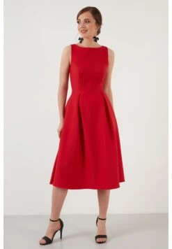 LELA Crew Neck Pleated Midi - Cocktailjurk - Red -Stijl Verkoop d0c1788baa494de6905ad142d2aec6f7