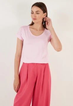 LELA V Neck- T-Shirt Basic - Light Pink -Stijl Verkoop d31661316cb7406ea0e3a5ee430753dc