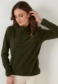 LELA Slim Fit - Fleece Trui - Khaki -Stijl Verkoop d6a05de4466e4fe7ac4995aef1208821