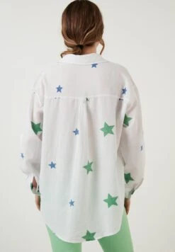 LELA Loose Fit - Overhemdblouse - White/Green -Stijl Verkoop d73dc190ddc545f59645496616608af8