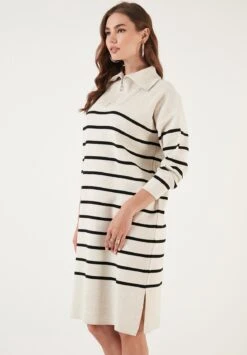LELA Gebreide Jurk - Cream/Black -Stijl Verkoop d7f95871c2824aabac504b3a0302a54a