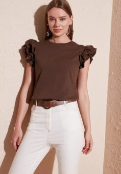 LELA T-Shirt Print - Brown -Stijl Verkoop d9311f25198d49b9856085ced430ae79