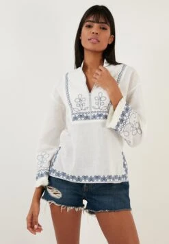 LELA Regular Fit - Blouse - Ecru Indigo -Stijl Verkoop e20b327bd4d448f89ea796a5df908d00