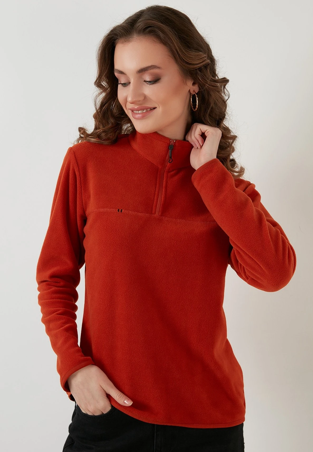 LELA Slim Fit - Fleece Trui - Orange 6 LELA Slim Fit - Fleece Trui - Orange - Afbeelding 5