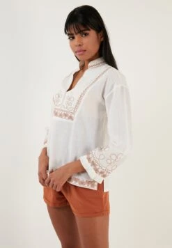 LELA Regular Fit - Blouse - Ecru Camel -Stijl Verkoop ea3b8d6581634beaa1830112a90cd8cf