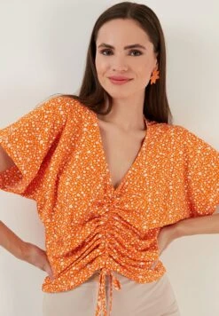 LELA V-Neck - Blouse - Orange -Stijl Verkoop ef9ae5c907f443f7a813020236ad7e0e
