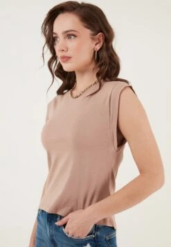 LELA Crew Neck- Top - Biscuit Color -Stijl Verkoop f83e7f95c1b14e378e4f7b5c788dc199