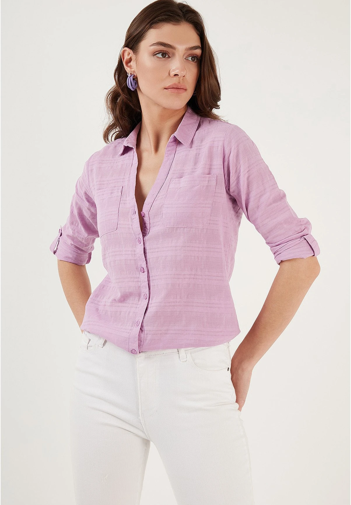 LELA Overhemdblouse - Lilac 8 LELA Overhemdblouse - Lilac - Afbeelding 6