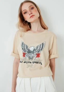 LELA Loose Fit - T-Shirt Print - Stone Colored