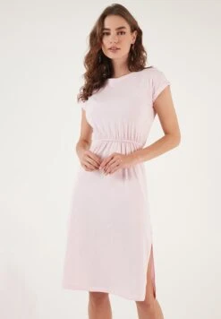 LELA Short Sleeve Midi - Jurk - Light Pink